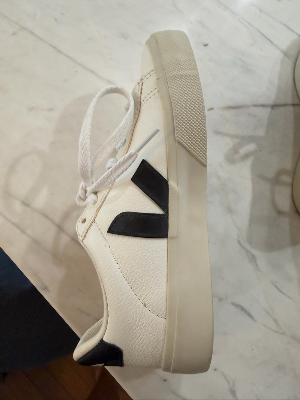 Veja White Sneakers with Black V Detail - Picture 2 of 12